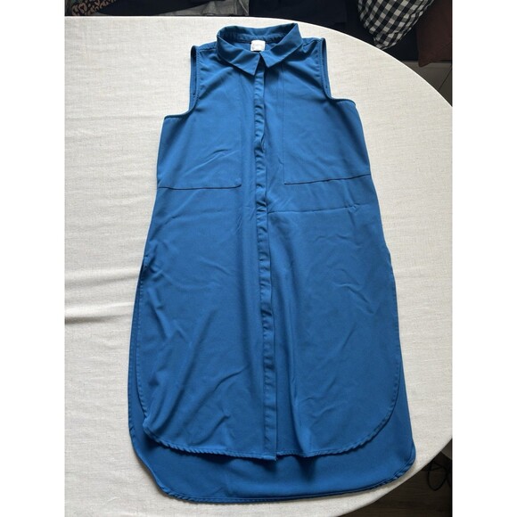 Cupio Ocean Blue Sleeveless Button Down Tunic Dress Women’s Size s Petite - Picture 6 of 8